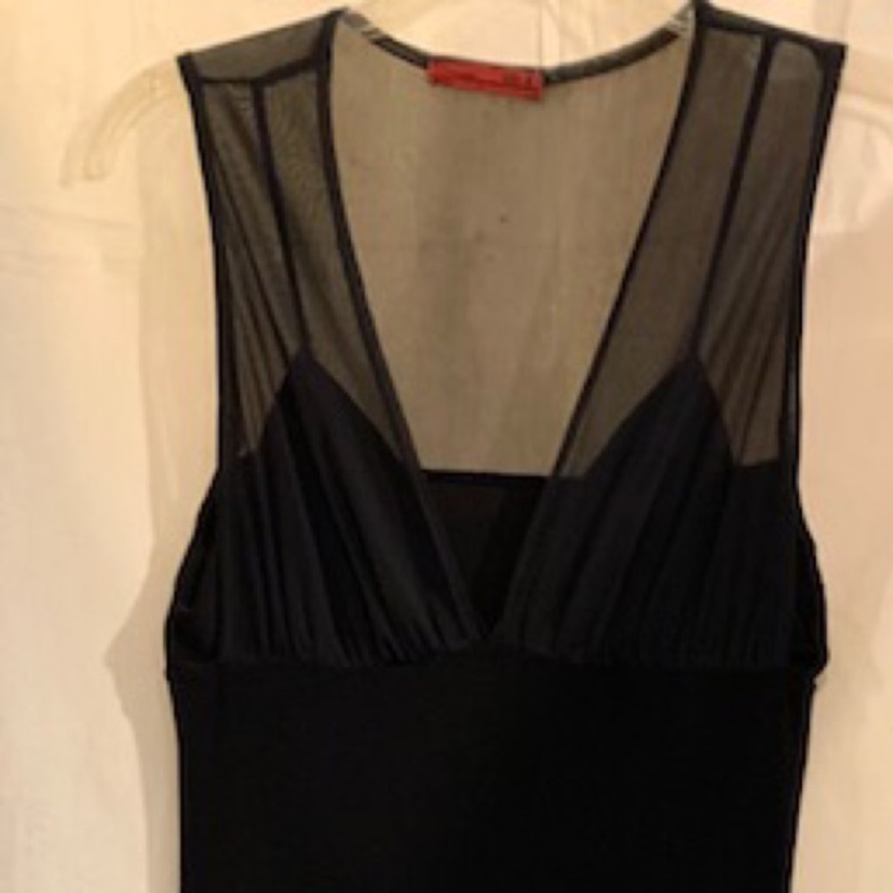 LVL X Black Dress w/ Sleeveless Sheer Overlay SM